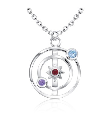 Solar Shaped CZ Silver Necklace SPE-5240